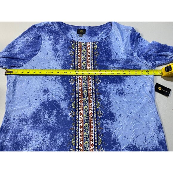 JM Collection Womens Jacquard Top Blue Lilac 3X Bohemian Style - Picture 3 of 9